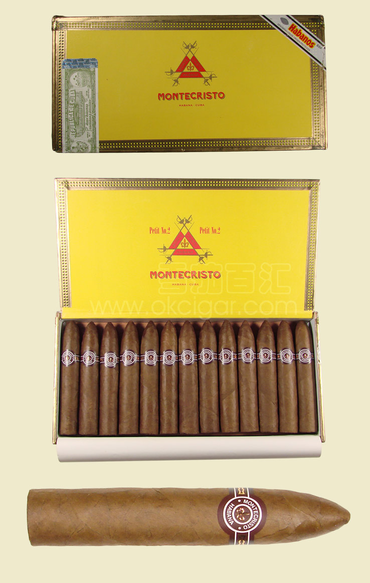 古巴小蒙特二号短鱼雷 25支木盒装雪茄 MONTECRISTO Petit No.2